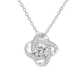 Round Zircon Four Leaf Windmill Pendant Sterling Silver Necklace